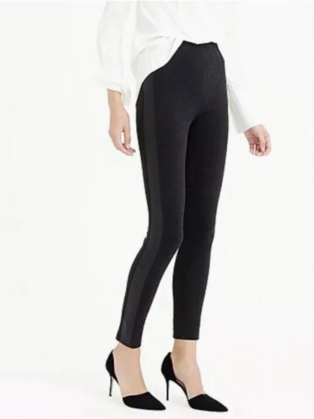 NWT J.CREW PIXIE LEATHER TUXEDO STRIPE PANT, SIZE 10